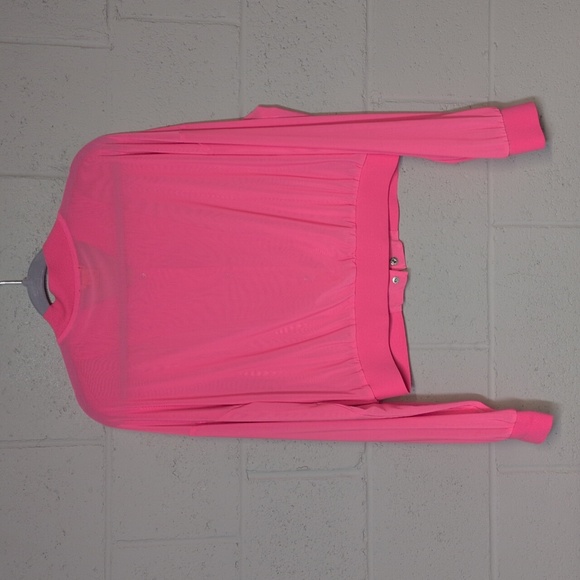 Daisy Vibrant Pink Mesh Bomber Jacket Size 1X, Barbiecore - Picture 3 of 3